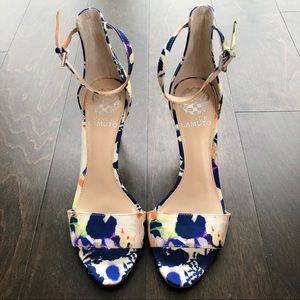 Vince Camuto Open Toe Floral Heels, Size 7